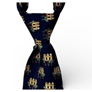 Robert Talbott Best of Class Silk Navy See No Evil Monkey Print Made in USA